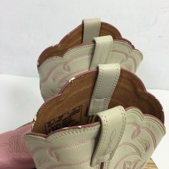 Ariat Cowboy Boots Leather Pull-On Block-Heel Pink Cream Size US 5 - Picture 5 of 13